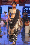 Payal Singhal-Black Embroidered Palazzo Saree Set-INDIASPOPUP.COM
