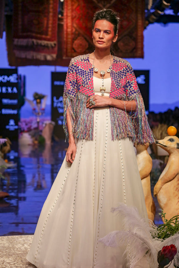 Payal Singhal-Chalk White Embroidered Lehenga Set-INDIASPOPUP.COM