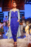 Payal Singhal-Periwinkle Blue Embroidered Jacket Set-INDIASPOPUP.COM