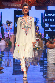 Payal Singhal-Chalk White Embroidered Kurta Set-INDIASPOPUP.COM