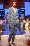 Payal Singhal-Blue Printed Jacket Set-INDIASPOPUP.COM