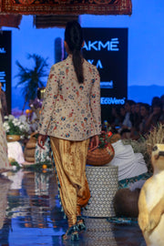 Payal Singhal-Stone & Yellow Embroidered Jacket Set-INDIASPOPUP.COM