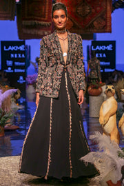 Payal Singhal-Black Embroidered Lehenga Set-INDIASPOPUP.COM