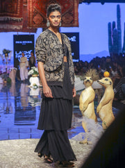 Payal Singhal-Black Embroidered Jacket Set With Pants-INDIASPOPUP.COM