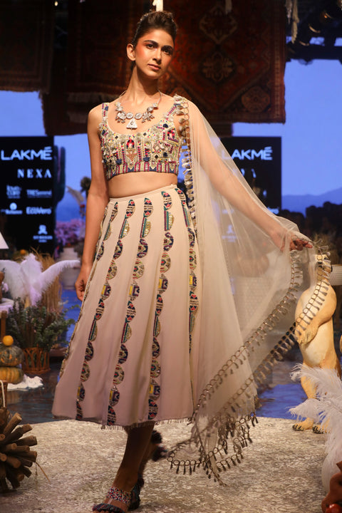 Payal Singhal-Stone Embroidered Lehenga Set-INDIASPOPUP.COM