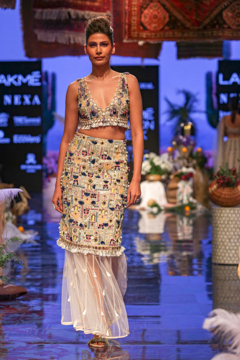 Payal Singhal-Stone Embroidered Lehenga Set-INDIASPOPUP.COM