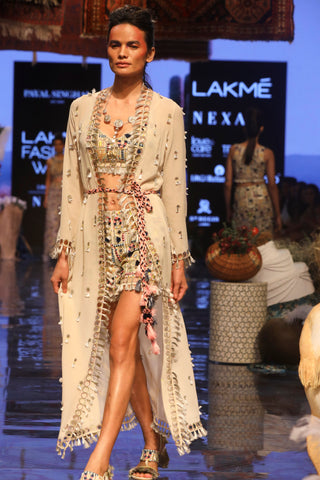 Payal Singhal-Stone Embroidered Jacket Set-INDIASPOPUP.COM