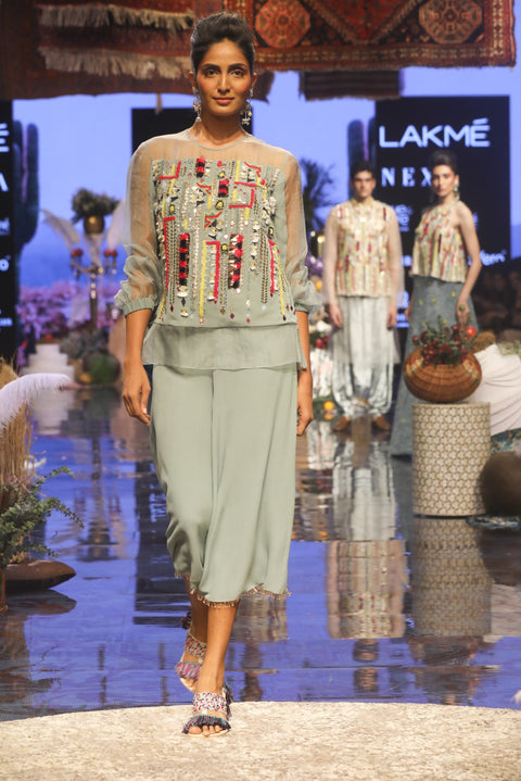 Payal Singhal-Periwinkle Blue Embroidered Palazzo Set-INDIASPOPUP.COM