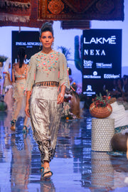 Payal Singhal-Grey Embroidered Salwar Set-INDIASPOPUP.COM