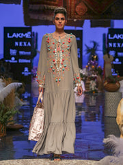 Payal Singhal-Grey Embroidered Dress-INDIASPOPUP.COM