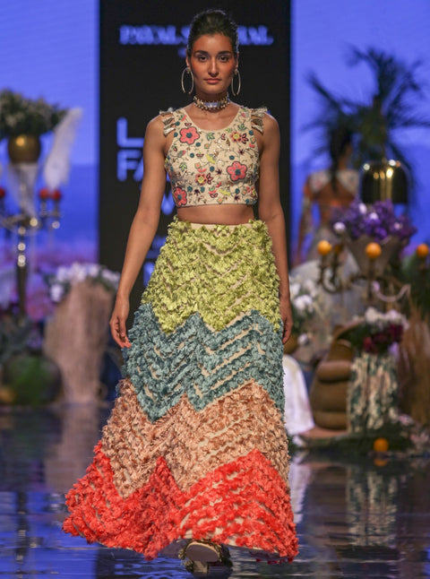Payal Singhal-Stone Embroidered Lehenga Set-INDIASPOPUP.COM