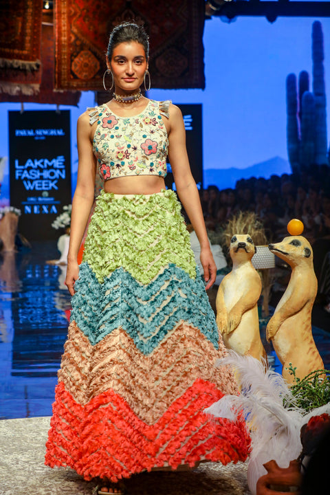 Payal Singhal-Stone Embroidered Lehenga Set-INDIASPOPUP.COM