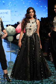 Payal Singhal-Stone & Black Embroidered Lehenga Set-INDIASPOPUP.COM