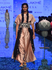 Payal Singhal-Blush & Black Embroidered Dhoti Pant Set-INDIASPOPUP.COM