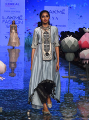 Payal Singhal-Pale Blue & Black Embroidered Kurta Set-INDIASPOPUP.COM