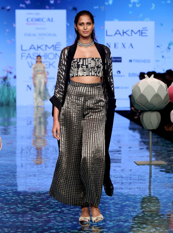 Payal Singhal-Black Embroidered Jacket Set-INDIASPOPUP.COM