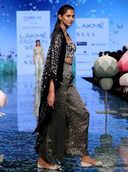 Payal Singhal-Black Embroidered Jacket Set-INDIASPOPUP.COM