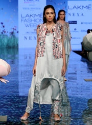 Payal Singhal-White & Blue Embroidered Jacket Set-INDIASPOPUP.COM