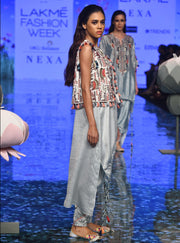 Payal Singhal-White & Blue Embroidered Jacket Set-INDIASPOPUP.COM