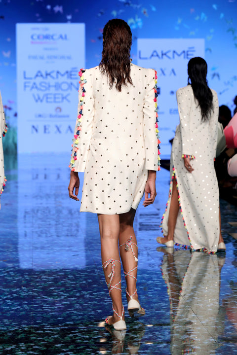 Payal Singhal-Off White Embroidered Dress-INDIASPOPUP.COM