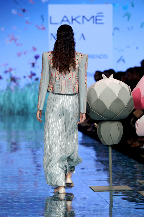 Payal Singhal-Pale Blue Embroidered Jacket Set-INDIASPOPUP.COM