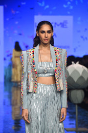 Payal Singhal-Pale Blue Embroidered Jacket Set-INDIASPOPUP.COM