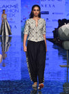 Payal Singhal-White & Black Embroidered Jacket Set-INDIASPOPUP.COM