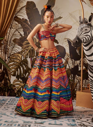 Payal And Zinal-Multicolour Printed Lehenga With Blouse-INDIASPOPUP.COM