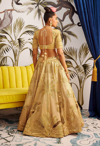 Payal And Zinal-Gold Embroidered Lehenga Set-INDIASPOPUP.COM