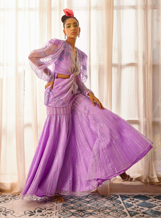 Payal And Zinal-Lilac Top With Sharara Pant-INDIASPOPUP.COM