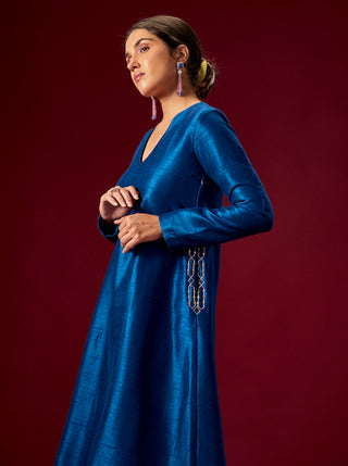 Pink Peacock Couture-Blue Embellished Dress-INDIASPOPUP.COM