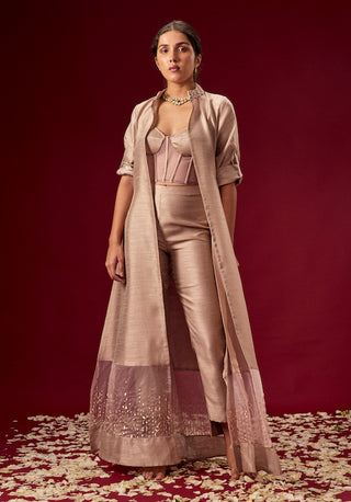 Pink Peacock Couture-Mauve Corset With Pant And Jacket-INDIASPOPUP.COM