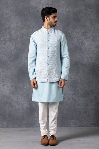 Ankit V Kapoor-Blue Nehru Jacket-INDIASPOPUP.COM