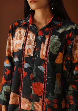 Pozruh-Mercury Black Printed Shirt-INDIASPOPUP.COM