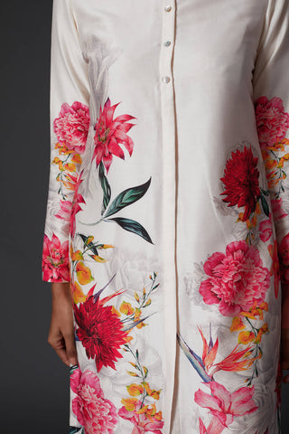 Balance By Rohit Bal-Ivory Printed Kurta With Palazzo-INDIASPOPUP.COM