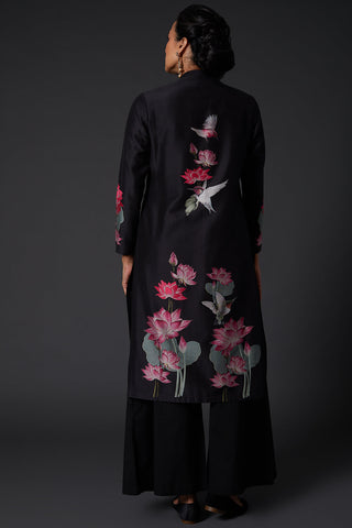 Balance By Rohit Bal-Black Printed Embroidered Kurta With Palazzo-INDIASPOPUP.COM