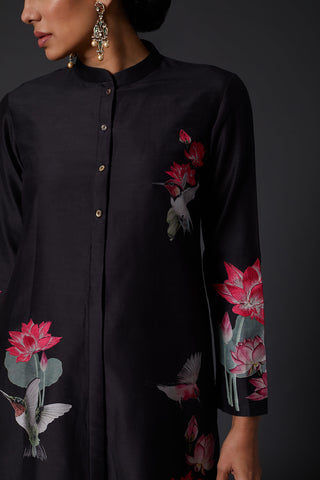 Balance By Rohit Bal-Black Printed Embroidered Kurta With Palazzo-INDIASPOPUP.COM