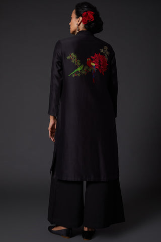 Balance By Rohit Bal-Black Embroidered Kurta With Palazzo-INDIASPOPUP.COM