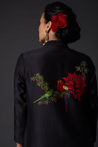Balance By Rohit Bal-Black Embroidered Kurta With Palazzo-INDIASPOPUP.COM