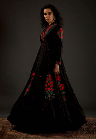 Rohit Bal-Black Embroidered Anarkali Set-INDIASPOPUP.COM