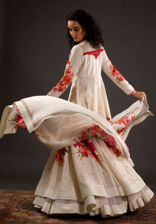 Rohit Bal-Ivory Printed Anarkali Set-INDIASPOPUP.COM