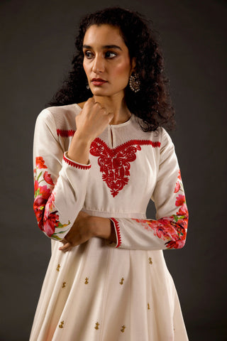 Rohit Bal-Ivory Printed Anarkali Set-INDIASPOPUP.COM