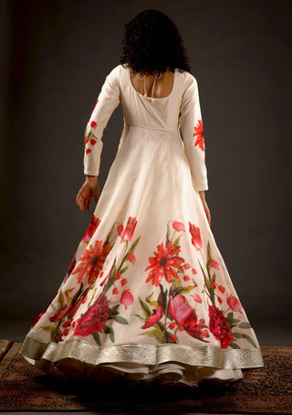 Rohit Bal-Ivory Floral Anarkali Set-INDIASPOPUP.COM