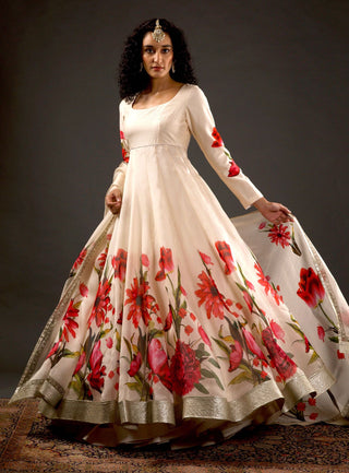 Rohit Bal-Ivory Floral Anarkali Set-INDIASPOPUP.COM