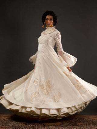 Rohit Bal-Ivory Embroidered Anarkali Set-INDIASPOPUP.COM