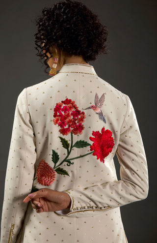 Rohit Bal-Ivory Embroidered Long Jacket-INDIASPOPUP.COM