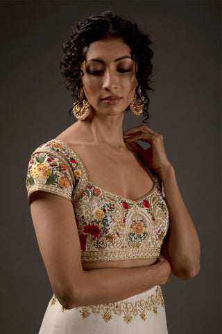 Rohit Bal-Ivory Embroidered Lehenga Set-INDIASPOPUP.COM