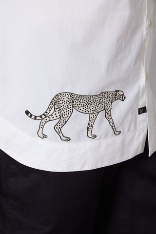 Balance By Rohit Bal-White Poplin Cheetah Embroidered Shirt-INDIASPOPUP.COM