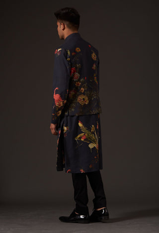 Balance By Rohit Bal-Black Floral Digital Printed Bundi-INDIASPOPUP.COM