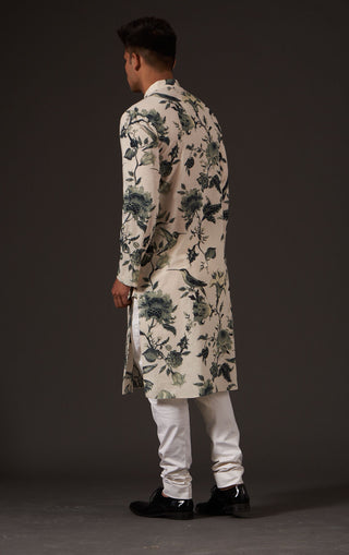 Balance By Rohit Bal-Ivory Floral Printed Kurta-INDIASPOPUP.COM